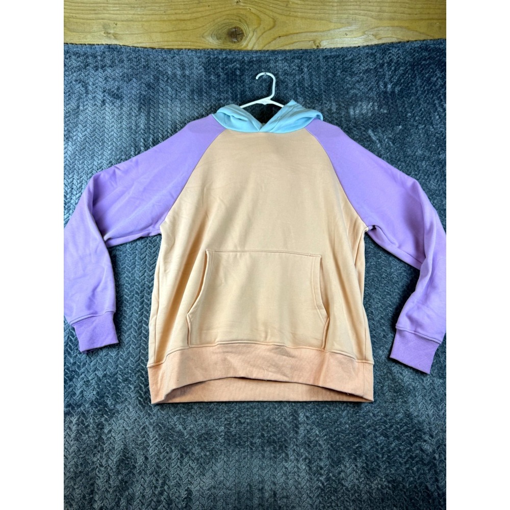Spark Paws Fleece Hoodie Men XL Pastel Colorblock Kangaroo Pocket Raglan Sleeve